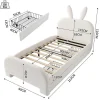 Blackcolors Lit Plat 90x200cm Laine Mouton Forme Lapin Blanc Clearance