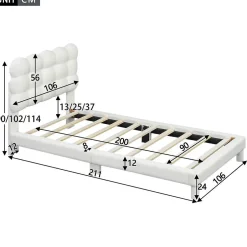 Blackcolors Lit Plat 90x200cm Tête Réglable 3 Positions Rose Blanc Outlet