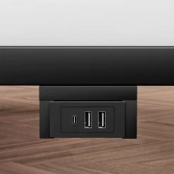 Blackcolors Lit plateforme métal 160x200 cm, style japonais, LED, sans tête de lit - noir