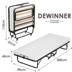 Enfant Teeno Lit pliant 90x200 CM avec matelas de 10 cm