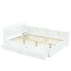Fortuna lai Lit Polster 140x200 cm avec rangement latéral, 2 lampes, prise USB, bois blanc, moderne