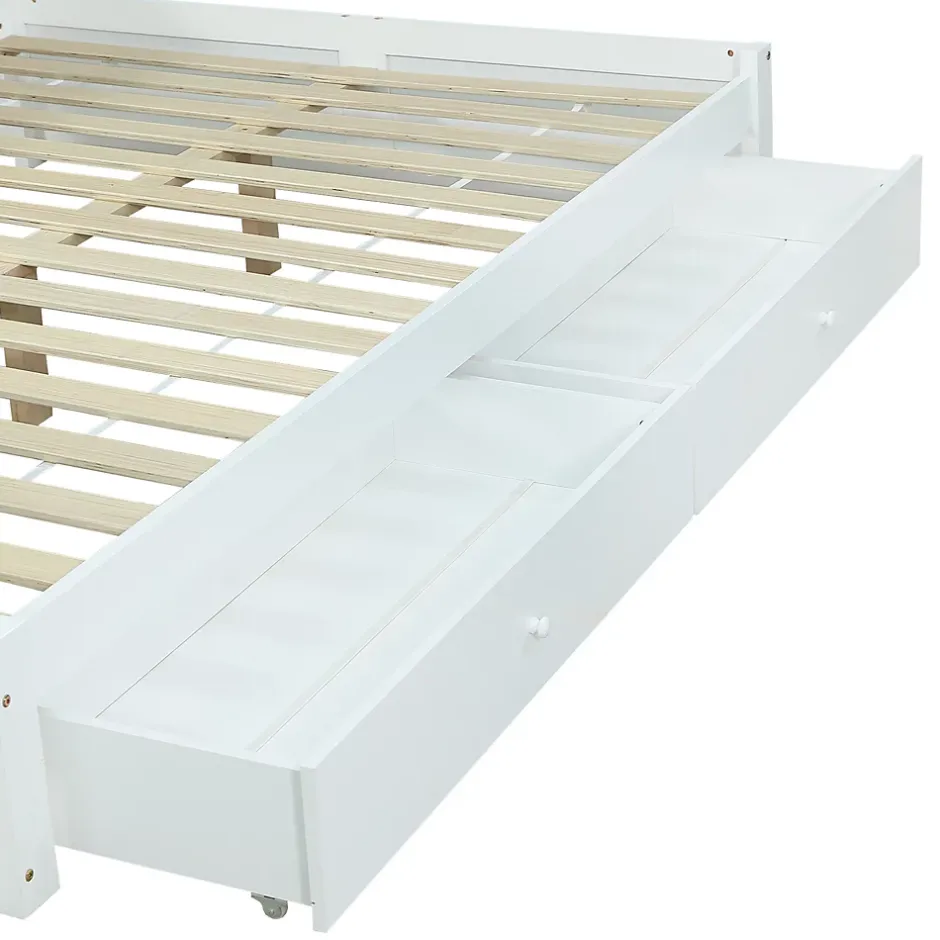 Fortuna lai Lit Polster 140x200 cm avec rangement latéral, 2 lampes, prise USB, bois blanc, moderne
