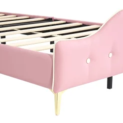 Enfant Fortuna lai Lit Polster 90x200 cm, tête couronne, LED, cadre métal, rose,blanc