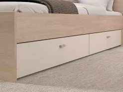Vente-unique Lit pont 160 x 200 cm avec rangements - Avec LEDs - Coloris : Beige et naturel - DOMELITO Hot