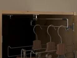 Vente-unique Lit pont 160 x 200 cm avec rangements - Avec LEDs - Coloris : Naturel et noir - VARLY