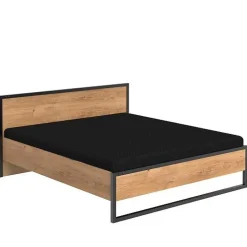 Wimex Lit PORTLAND style industriel 180 x 200 cm chêne poutre / métal Sale