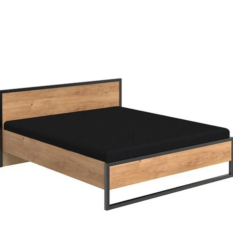 Wimex Lit PORTLAND style industriel 180 x 200 cm chêne poutre / métal Sale