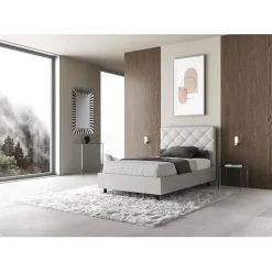 Ityhome Lit Priya en simili cuir blanc avec sommier tapissé 140x210 Sale