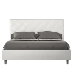 Ityhome Lit Priya en simili cuir blanc avec sommier tapissé 160x200 Hot