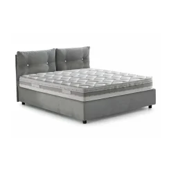Talamo Italia Lit queen size Dabbadi, Lit coffre avec revêtement en tissu, Ouverture frontale, avec matelas 120x190 cm inclus, Gris