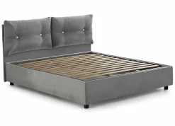 Talamo Italia Lit queen size Dabbadi, Lit coffre avec revêtement en tissu, Ouverture frontale, avec matelas 120x190 cm inclus, Gris