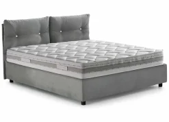 Talamo Italia Lit queen size Dabbadi, Lit coffre avec revêtement en tissu, Ouverture frontale, avec matelas 120x190 cm inclus, Gris