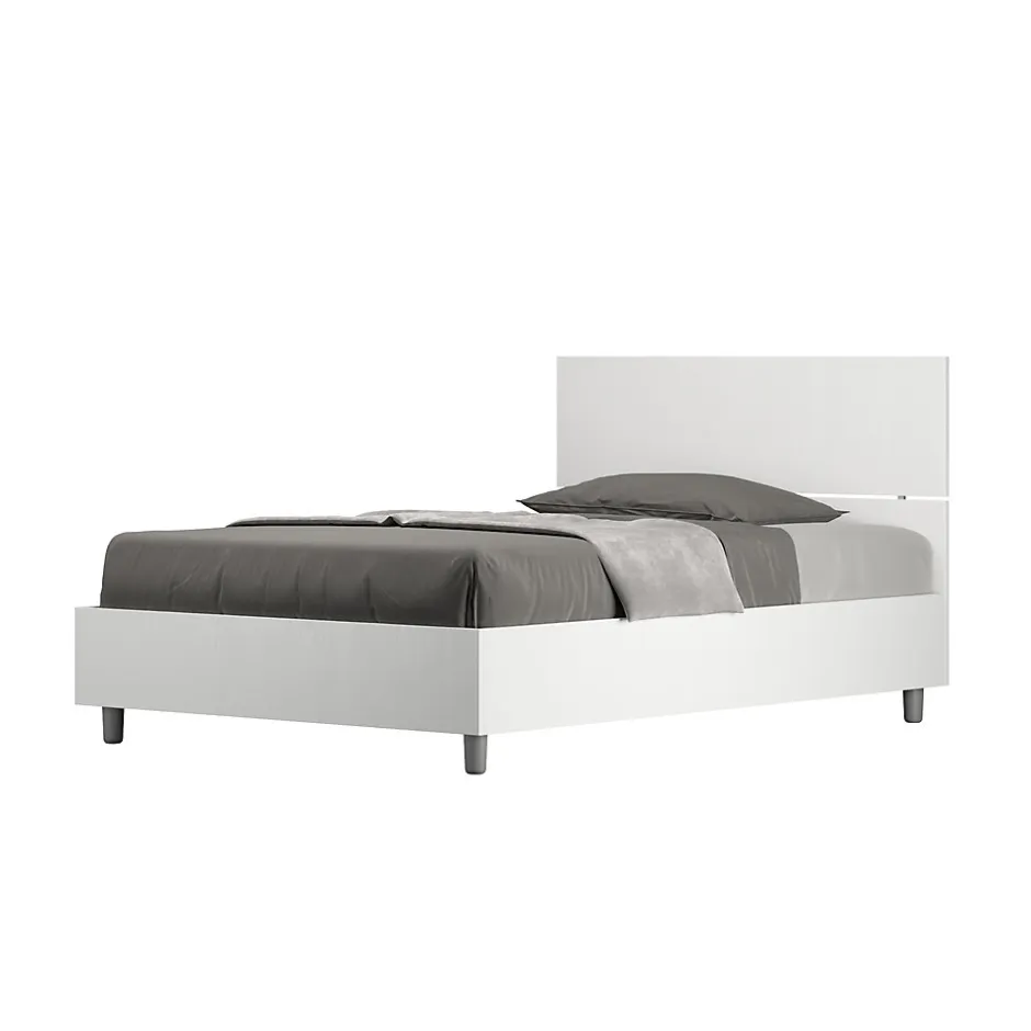 Ityhome Lit queen size sans sommier 120x190 tête de lit droite frêne blanc Demas