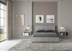 Ityhome Lit rangement béton Demas 140x200 avec tête de lit inclinée