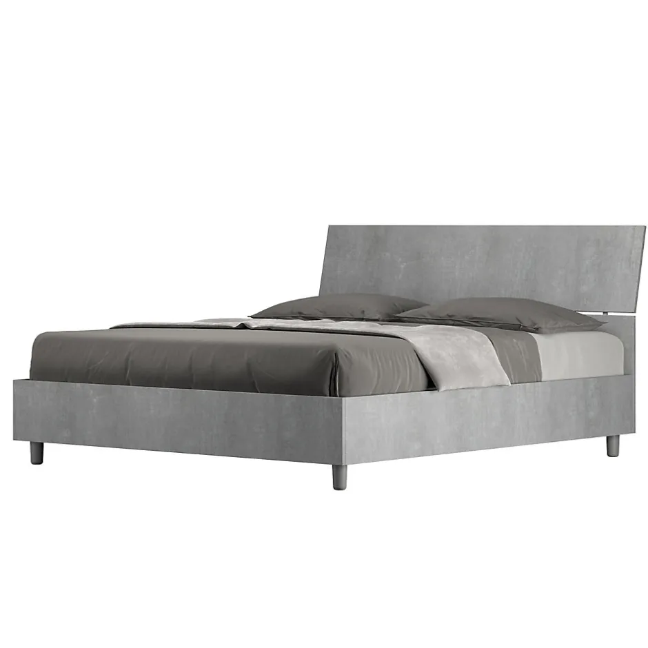 Ityhome Lit rangement béton Demas 160x190 avec tête de lit inclinée
