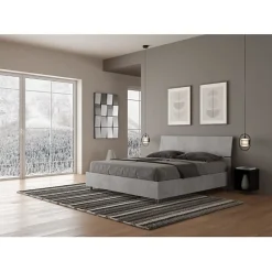 Ityhome Lit rangement béton Demas 160x190 avec tête de lit inclinée
