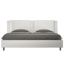 Ityhome Lit rembourré en simili cuir blanc Annalisa sans sommier 200x210