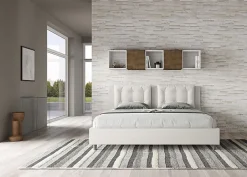 Ityhome Lit rembourré en simili cuir blanc Annalisa sans sommier 200x210
