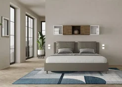 Ityhome Lit rembourré en simili cuir Antea cappuccino sans sommier 180x190 Sale