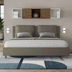 Ityhome Lit rembourré en simili cuir Antea cappuccino sans sommier 180x190 Sale