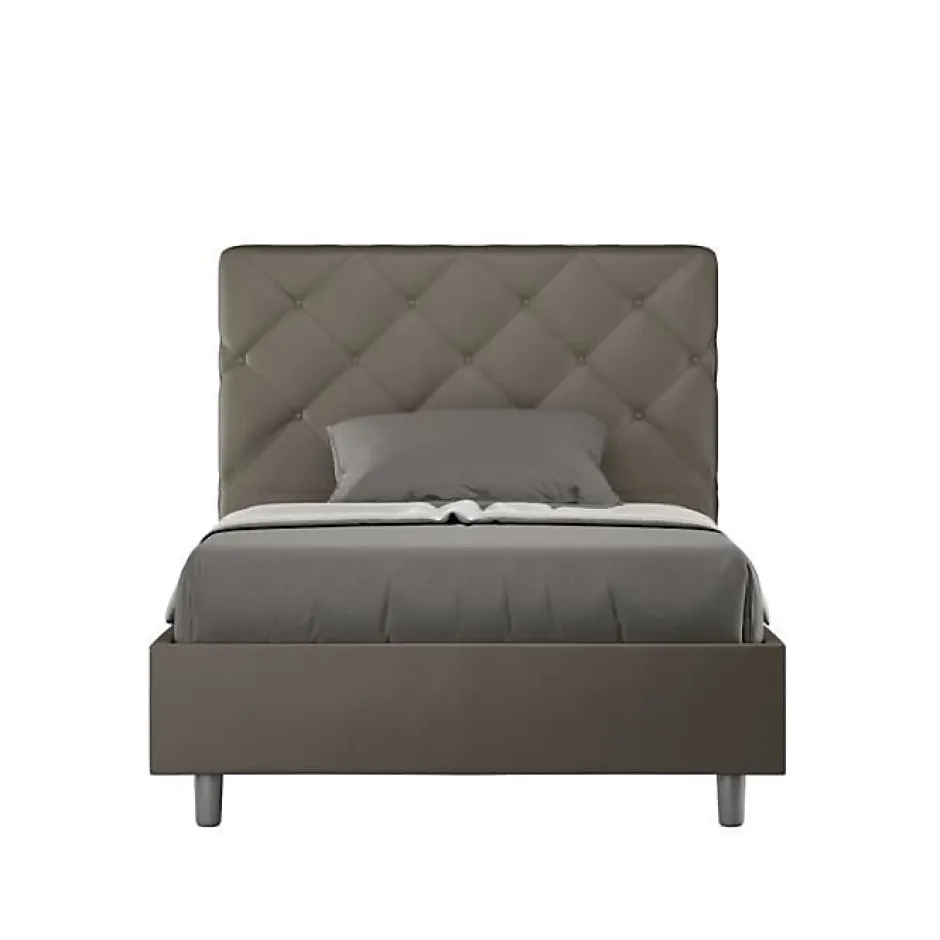 Ityhome Lit rembourré en simili cuir Priya cappuccino sans sommier 120x200 Discount