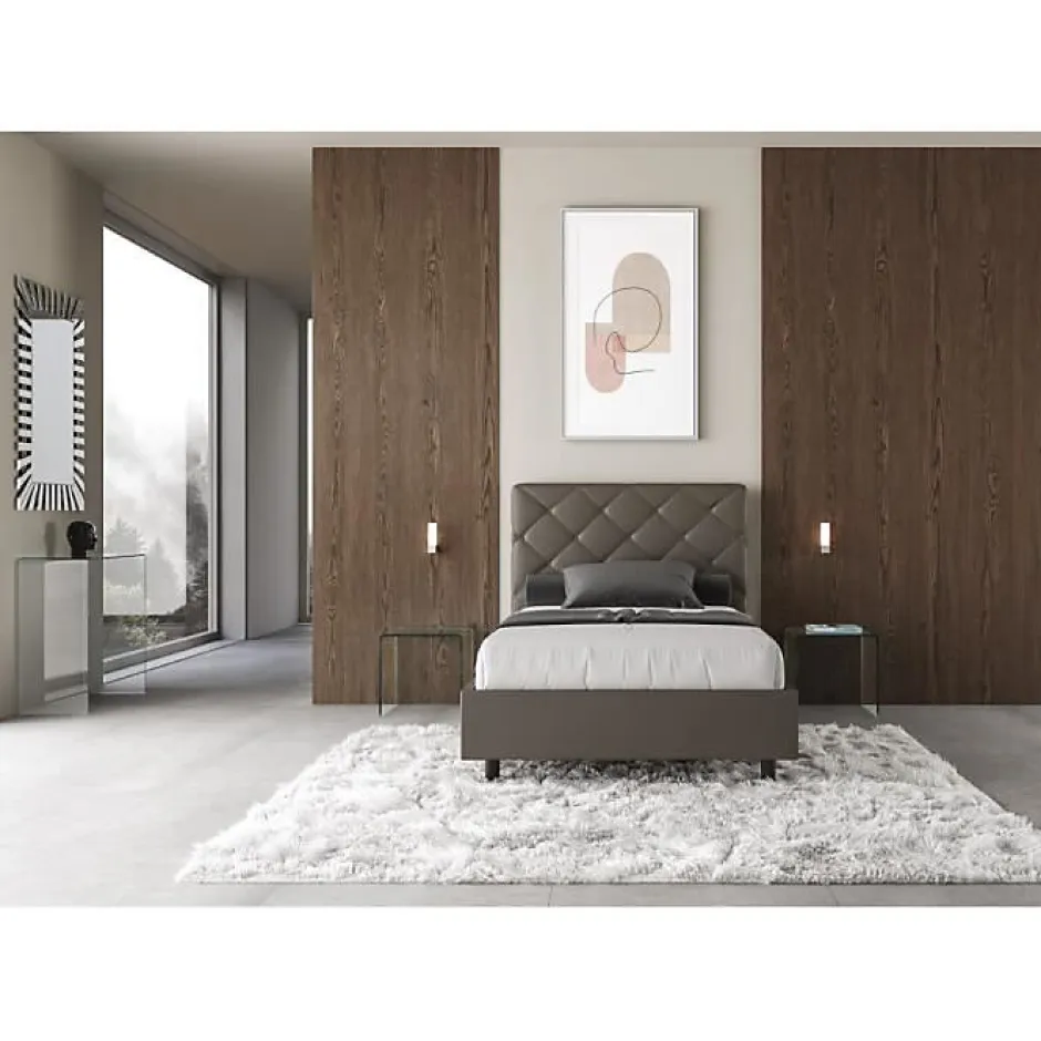 Ityhome Lit rembourré en simili cuir Priya cappuccino sans sommier 120x200 Discount