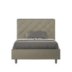 Ityhome Lit rembourré en simili cuir Priya cappuccino sans sommier 140x210
