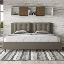 Ityhome Lit rembourré en simili cuir Annalisa cappuccino sans sommier 180x200