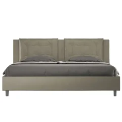 Ityhome Lit rembourré en simili cuir Annalisa cappuccino sans sommier 180x200