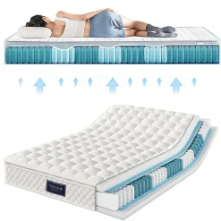 Gutent Lit rembourré hydraulique 160x200cm, lit double, tête de lit de rangement avec port usb et type c, lin,beige,avec matelas