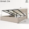 Gutent Lit rembourré hydraulique lit coffre lit 180x200 cm lit de rangement lit en métal lit cadre à lattes en bois lit double lin beige