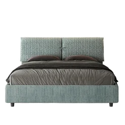 Ityhome Lit rembourré sans sommier 160x210 Aragona 7 tissu bleu clair Mados Hot