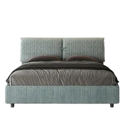 Ityhome Lit rembourré sans sommier 160x210 Aragona 7 tissu bleu clair Mados Hot