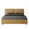 Ityhome Lit rembourré sans sommier 160x200 Aragona 3 tissu Mados jaune