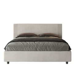 Ityhome Lit rembourré sans sommier 160x200 tissu Labirinto 01 blanc Rosal Clearance