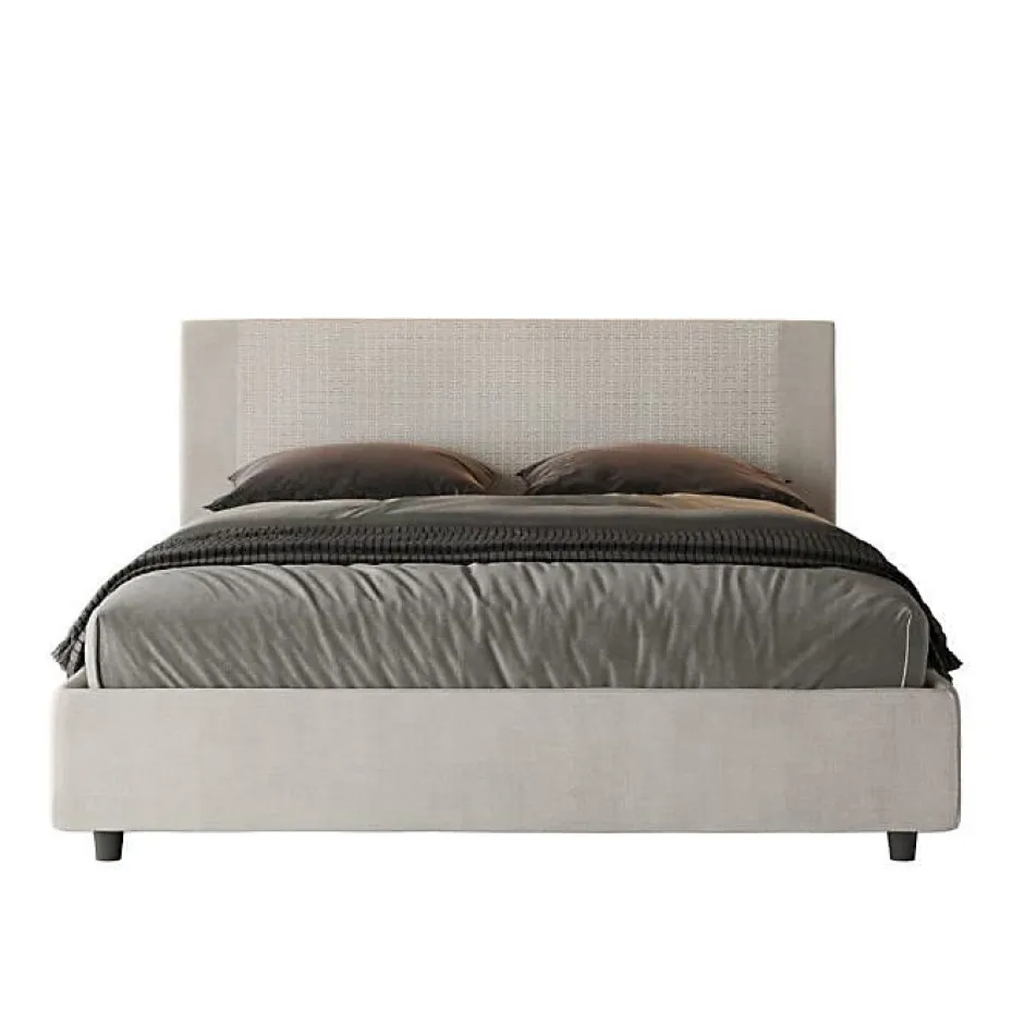 Ityhome Lit rembourré sans sommier 160x200 tissu Labirinto 01 blanc Rosal Clearance