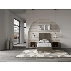 Ityhome Lit rembourré sans sommier 80x200 Sunny cappuccino simili cuir