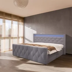 Brand Home Deluxe Lit rembourré VELARA gris foncé Best
