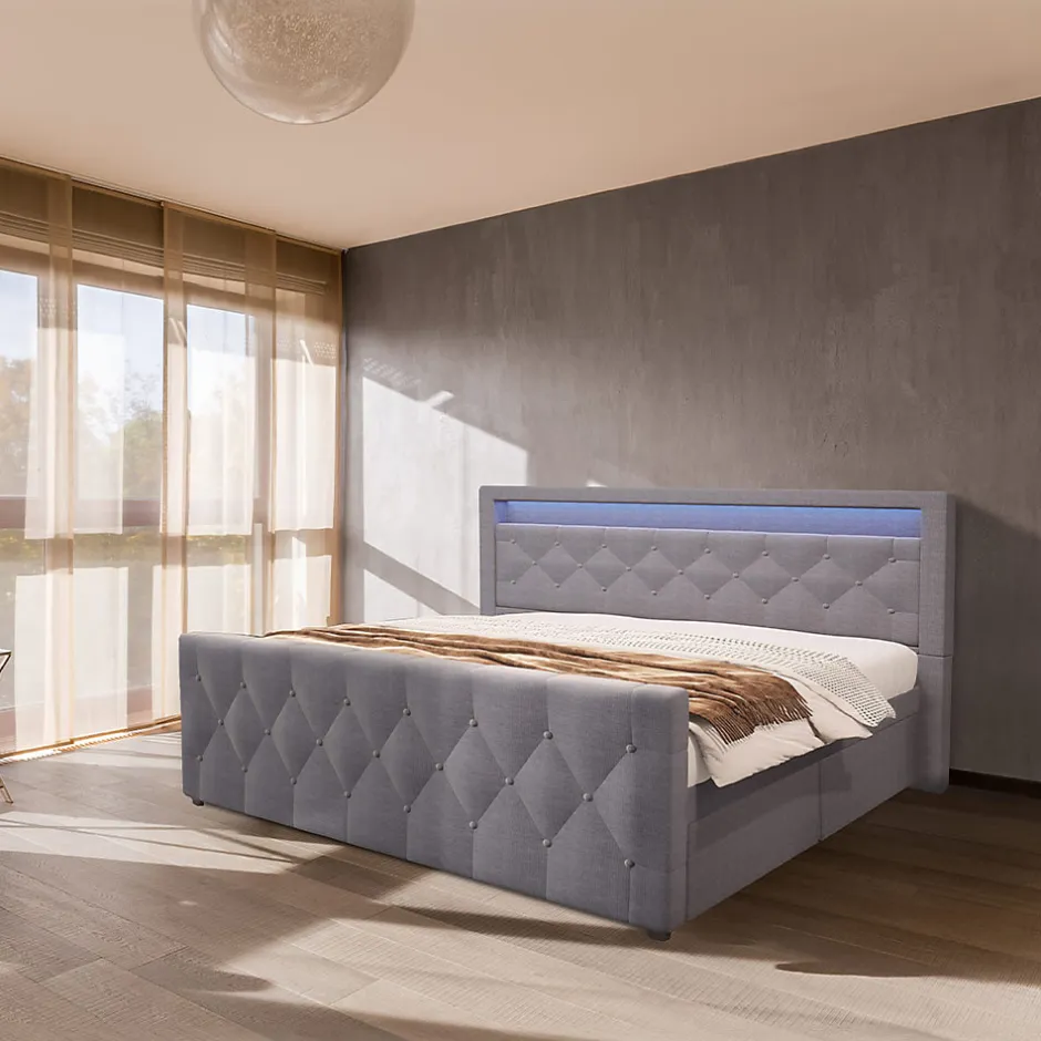Brand Home Deluxe Lit rembourré VELARA gris foncé Best