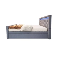 Brand Home Deluxe Lit rembourré VELARA gris foncé Best