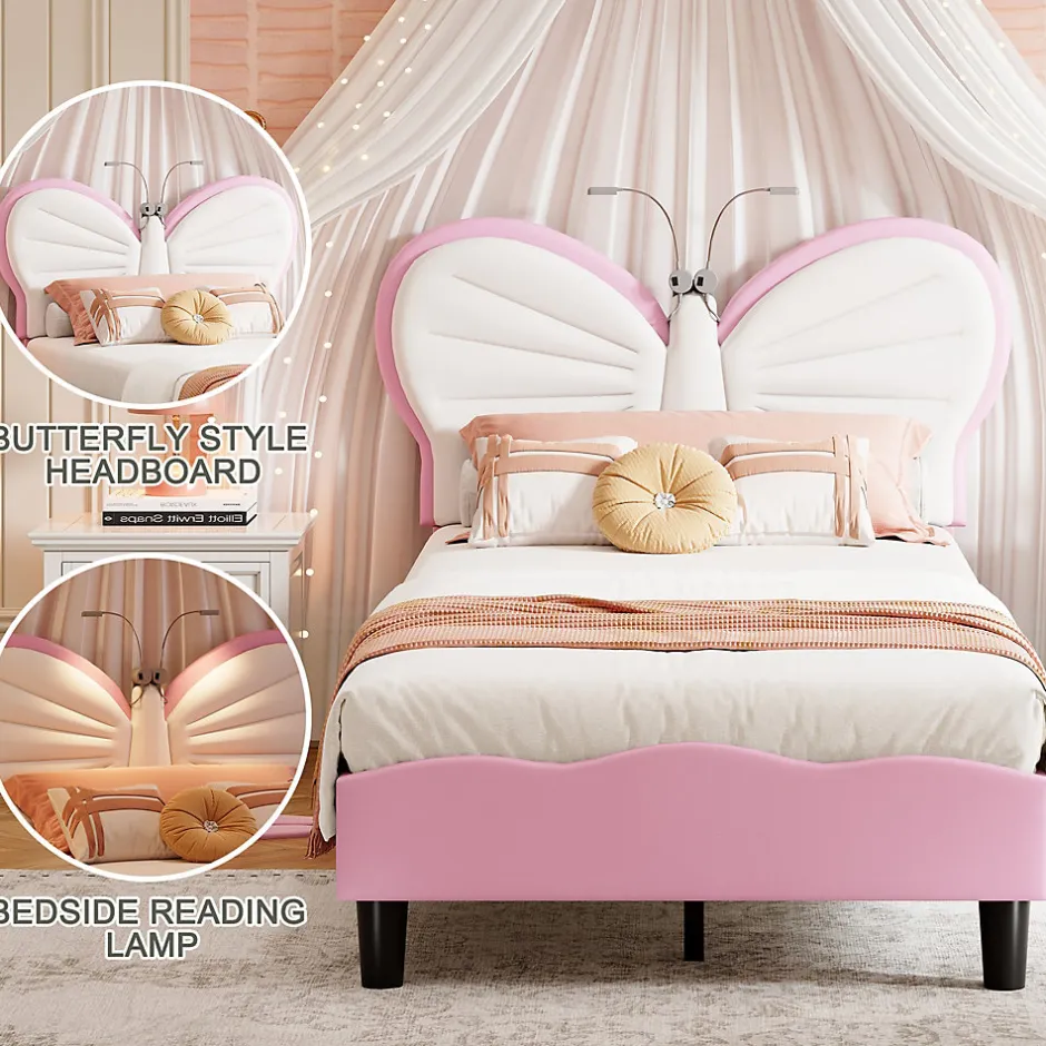Simple Life Lit Rembourré 90x200 cm, Cadre de lit Simple avec sommier à Lattes, Cadre de lit pour Enfants, Adolescents, Adultes, Velours, Pink