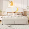 Simple Life Lit Rembourré 140x200 cm, lit double avec éclairage LED et 2 tiroirs, pour adultes et adolescents Discount