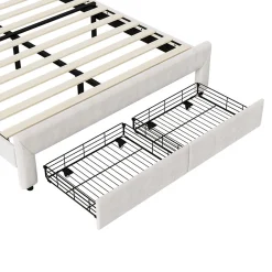 Simple Life Lit Rembourré 140x200 cm, lit double avec éclairage LED et 2 tiroirs, pour adultes et adolescents Discount