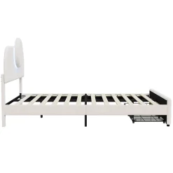 Simple Life Lit Rembourré 140x200 cm, lit double avec éclairage LED et 2 tiroirs, pour adultes et adolescents Discount