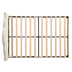 Gutent Lit rembourré 140x190 cm lit double avec sommier à lattes - tête de lit réglable - tissu en velours - beige
