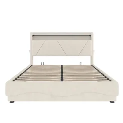Blackcolors Lit rembourré 160x200 cm, tête LED, surfaces rangement, sommiers gaz, USB, poches Clearance