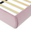 Simple Life Lit rembourré 90x200cm avec oreilles de lapin, LED chaude réglable, 2 poufs de rangement, velours rose New