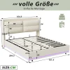 Simple Life Lit rembourré 160x200cm avec recharge sans fil (USB et Type-C), lit double avec LED, velours, beige Clearance