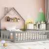 Enfant Fortuna lai Lit Rembourré 140x200cm, Lit Maison Enfant, Bois de Pin, Blanc