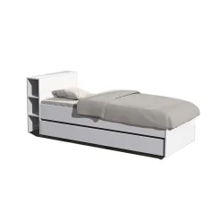 Weber Industries Lit RIGA 90x190 + tête de lit + 1 tiroir / Blanc